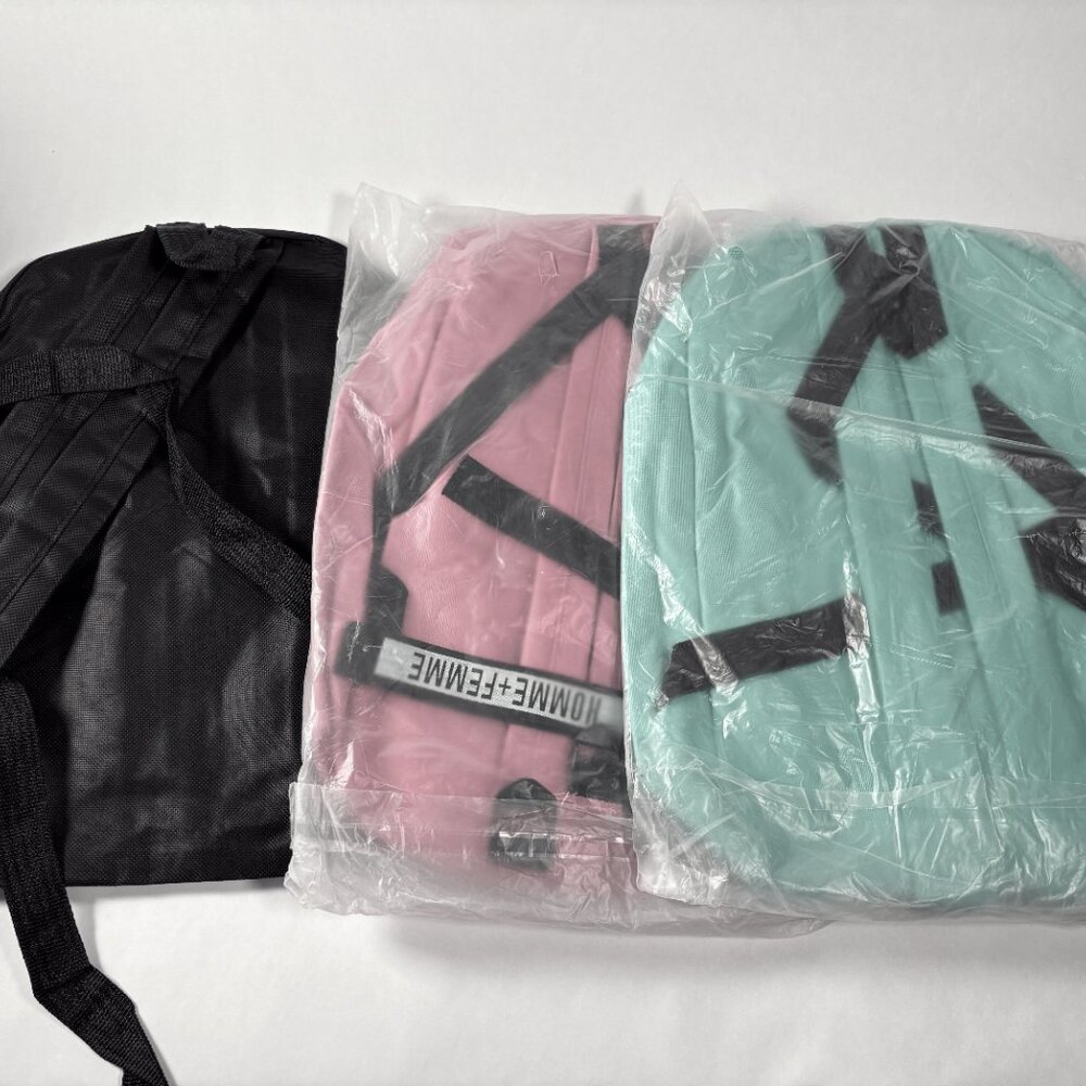 POLAQI - Black, pink, and green Economy Backpack - Picture 2 of 3